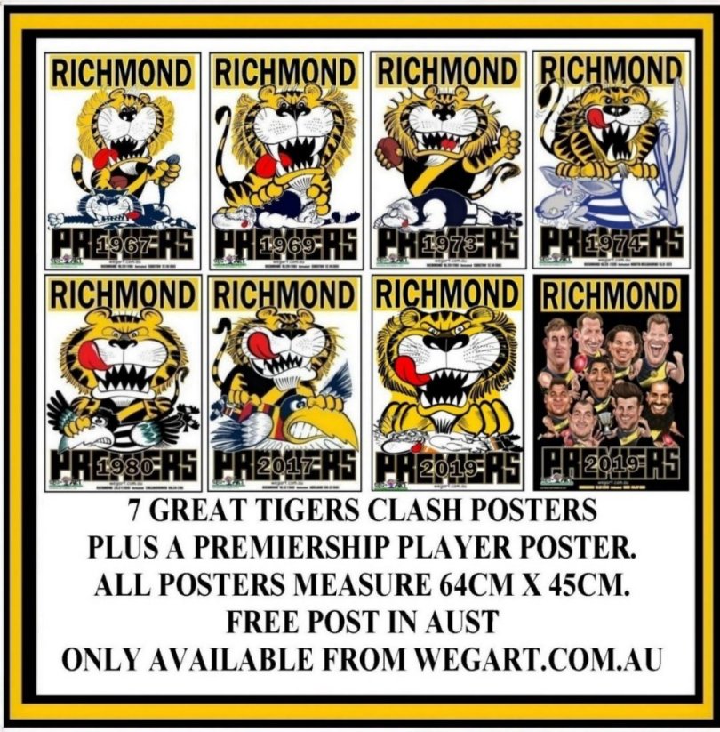 Richmond Tigers 7 x Clash Poster Includes DELIVERY IN AUST